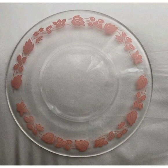 Vintage Anchor Hocking Gooseberry Pink 6" Dessert Plate Clear Glass Replacements - Picture 4 of 6